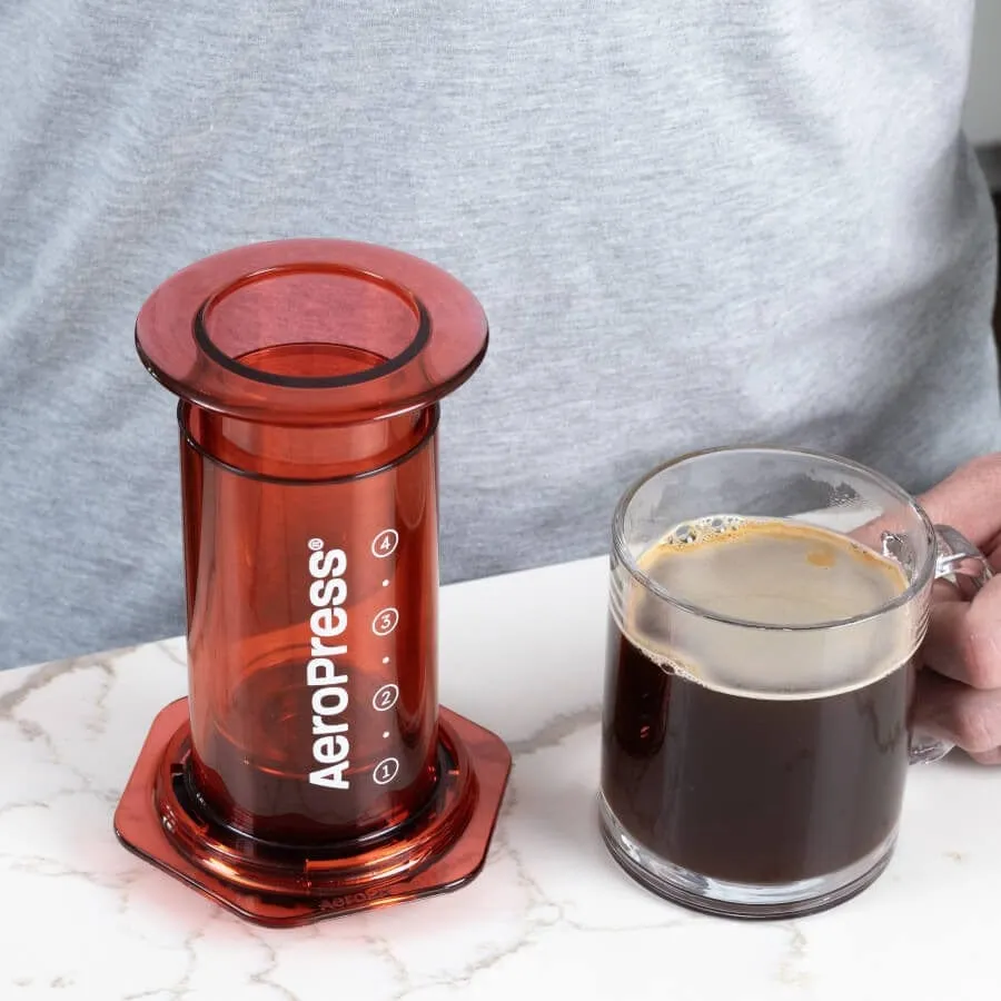AeroPress Brew Technology - Clear Coffee Press - Red