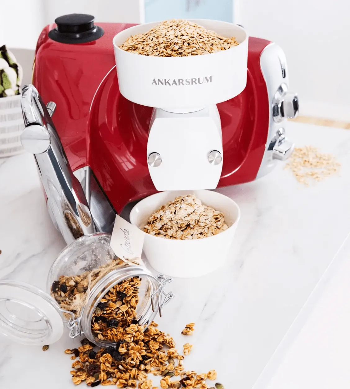 Ankarsrum Flake Mill - Original Assistent Stand Mixer Attachment for Rolling Grains. Making Smoothies and More