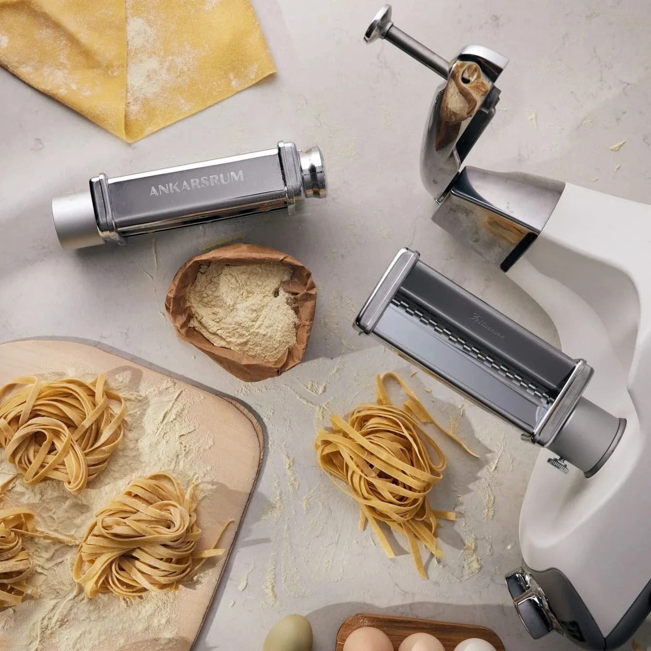 Ankarsrum Pasta Bundle (Lasagna Roller & Fettucine Cutter) - Original Assistent Stand Mixer Attachments for AKM6230