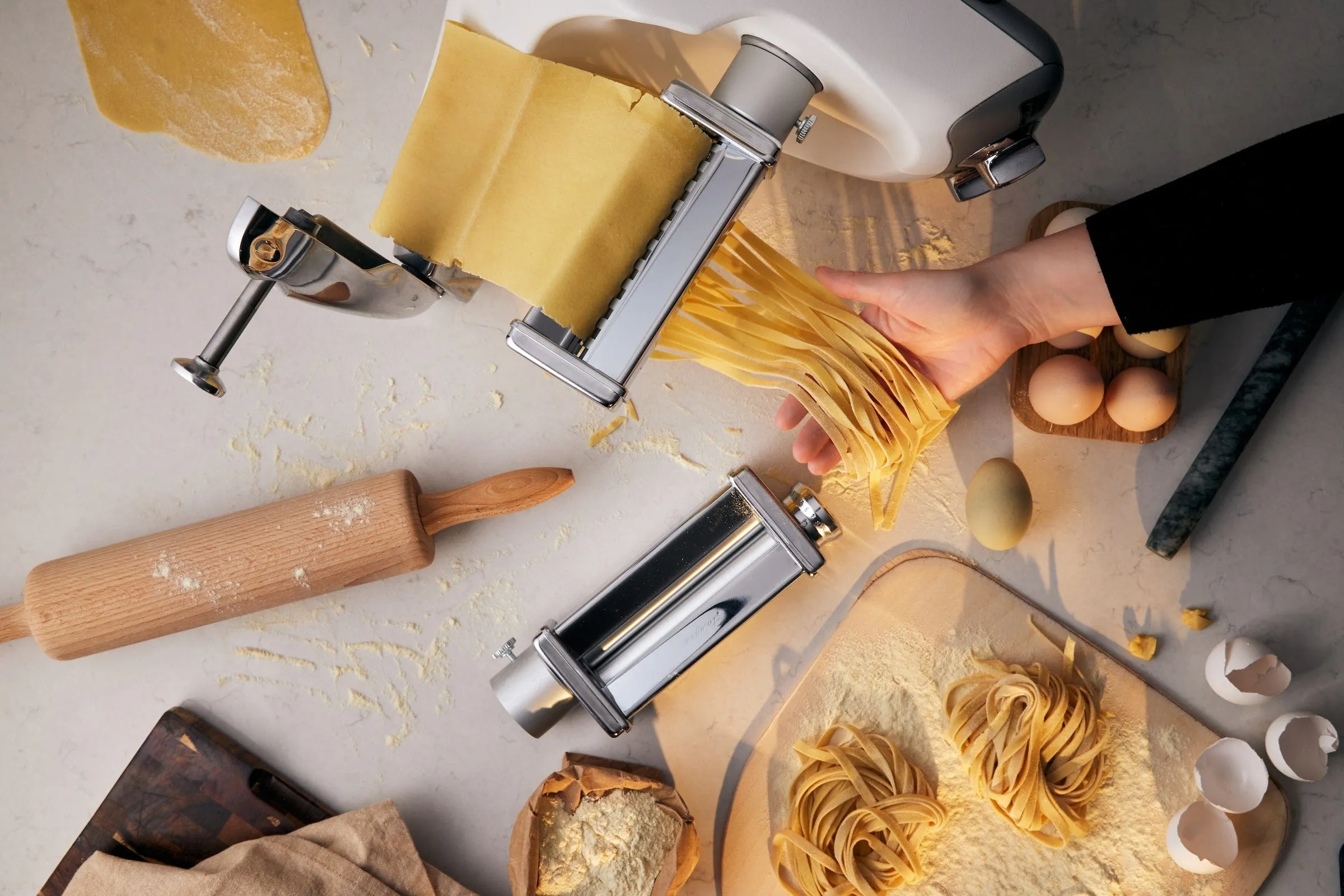 Ankarsrum Pasta Bundle (Lasagna Roller & Fettucine Cutter) - Original Assistent Stand Mixer Attachments for AKM6230