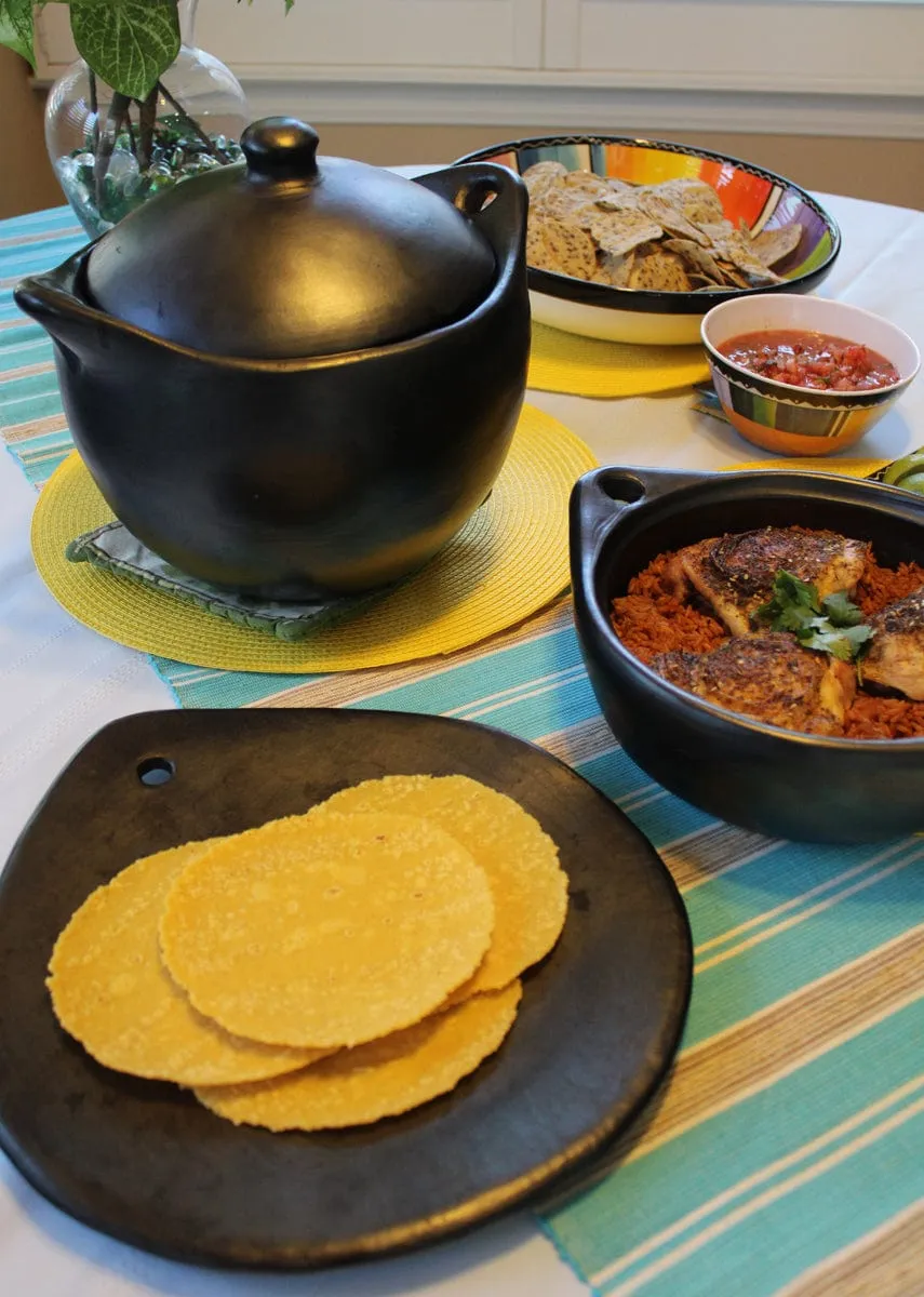 Authentic Chamba Comal - Black Clay Concave Griddle for Heating Tortillas and Roasting Veggies  - Stovetop & Oven Safe  Handmade in Colombia