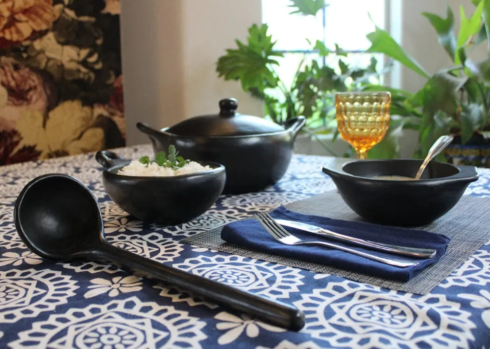 Authentic Chamba Covered Oval Roaster--Elegant. All-Natural Black Clay Casserole for Braising. Roasting. Baking and Serving Chicken. Roasts and More- Stovetop & Oven Safe  Handmade in Colombia