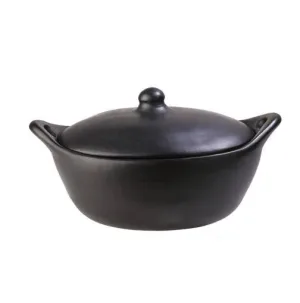 Authentic Chamba Covered Oval Roaster--Elegant. All-Natural Black Clay Casserole for Braising. Roasting. Baking and Serving Chicken. Roasts and More- Stovetop & Oven Safe  Handmade in Colombia