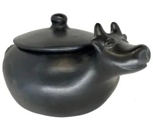 Authentic Chamba Cow Pot - Unique. All-Natural Black Clay Oven for Slow. Even Cooking Soups.  Stews. Stocks and More - Stovetop & Oven Safe - Handmade in Colombia