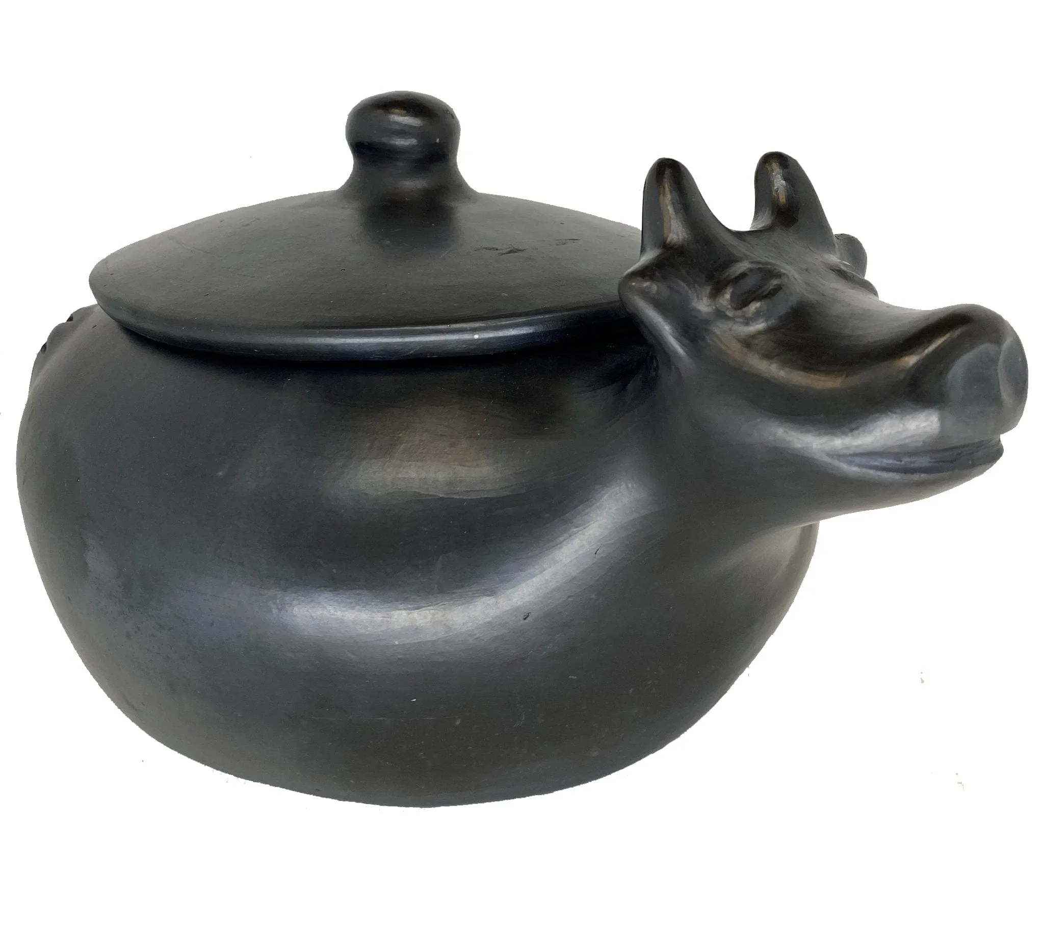 Authentic Chamba Cow Pot - Unique. All-Natural Black Clay Oven for Slow. Even Cooking Soups.  Stews. Stocks and More - Stovetop & Oven Safe - Handmade in Colombia