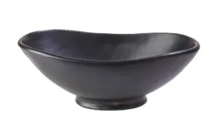 Authentic Chamba Large Oval Fruitbowl w/ Base - Elegant. All-Natural Black Clay Bowl for Display or Serving Chips. Snacks and More - Handmade in Colombia