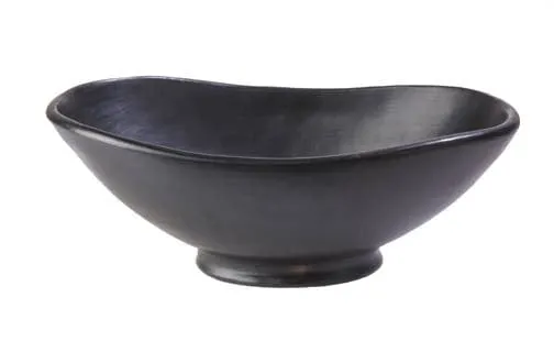 Authentic Chamba Large Oval Fruitbowl w/ Base - Elegant. All-Natural Black Clay Bowl for Display or Serving Chips. Snacks and More - Handmade in Colombia