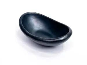 Authentic Chamba Mini Oval Salsa Dish - Elegant. All-Natural Black Clay Bowl for Salsas. Condiments and More - Handmade in Colombia
