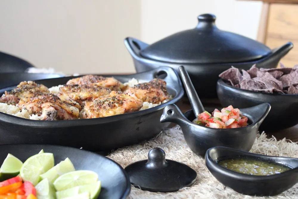 Authentic Chamba Paella Pan - Elegant. All-Natural Black Clay Casserole for Braising. Baking and Serving Paella. Stews and More- Stovetop & Oven Safe  Handmade in Colombia