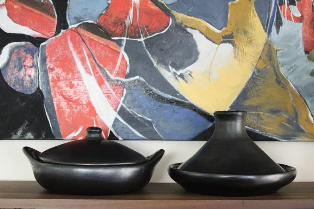 Authentic Chamba Paella Pan - Elegant. All-Natural Black Clay Casserole for Braising. Baking and Serving Paella. Stews and More- Stovetop & Oven Safe  Handmade in Colombia