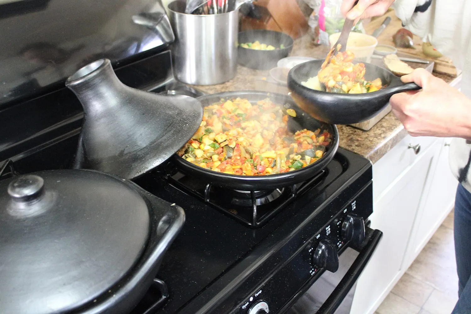 Authentic Chamba Paella Pan - Elegant. All-Natural Black Clay Casserole for Braising. Baking and Serving Paella. Stews and More- Stovetop & Oven Safe  Handmade in Colombia