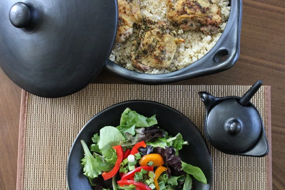 Authentic Chamba Paella Pan - Elegant. All-Natural Black Clay Casserole for Braising. Baking and Serving Paella. Stews and More- Stovetop & Oven Safe  Handmade in Colombia