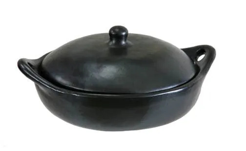 Authentic Chamba Paella Pan - Elegant. All-Natural Black Clay Casserole for Braising. Baking and Serving Paella. Stews and More- Stovetop & Oven Safe  Handmade in Colombia