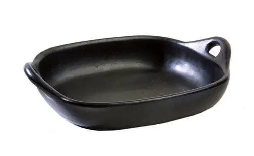 Authentic Chamba Roasting Pan - Elegant. All-Natural Black Clay Rectangular Pan for Baking and Serving Lasagna. Roasts. Appetizers and More- Stovetop & Oven Safe  Handmade in Colombia