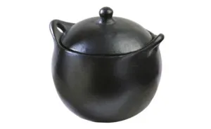 Authentic Chamba Soup & Bean Pot - Elegant. All-Natural Black Clay Pot with Cover for Slow. Even Cooking - Stovetop & Oven Safe - Handmade in Colombia