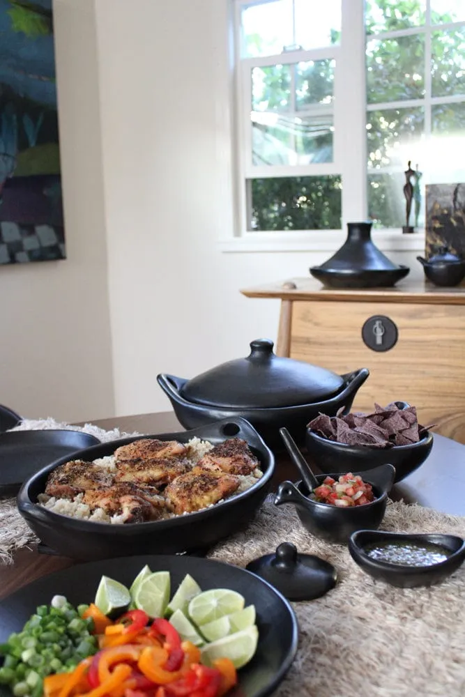 Authentic Chamba Tagine - Elegant. All-Natural Black Clay Pan for Braising. Baking and Serving Stews and More - Distinctive Shape Keeps Food Moist - Stovetop & Oven Safe  Handmade in Colombia