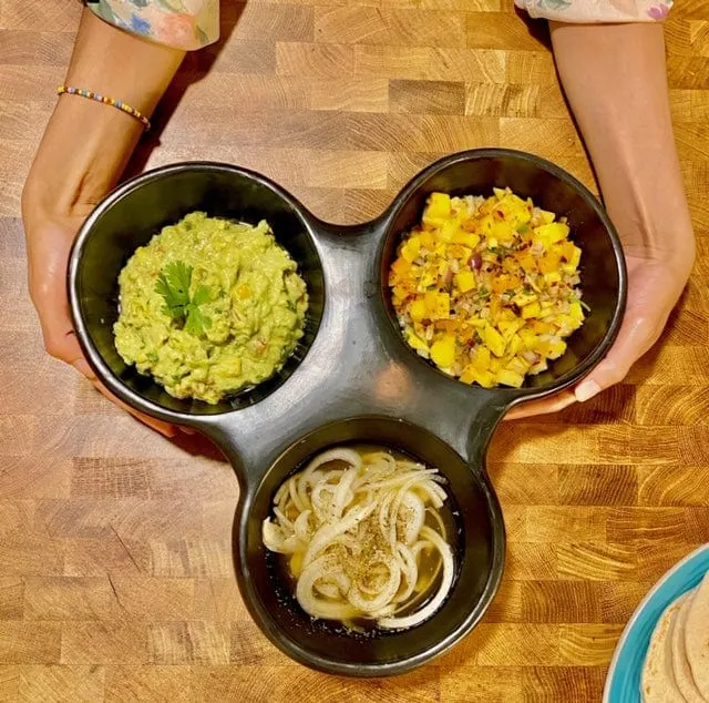 Authentic Chamba Triple Dish - Elegant. All-Natural Black Clay Platter for Salsas. Appetizers and More - Handmade in Colombia