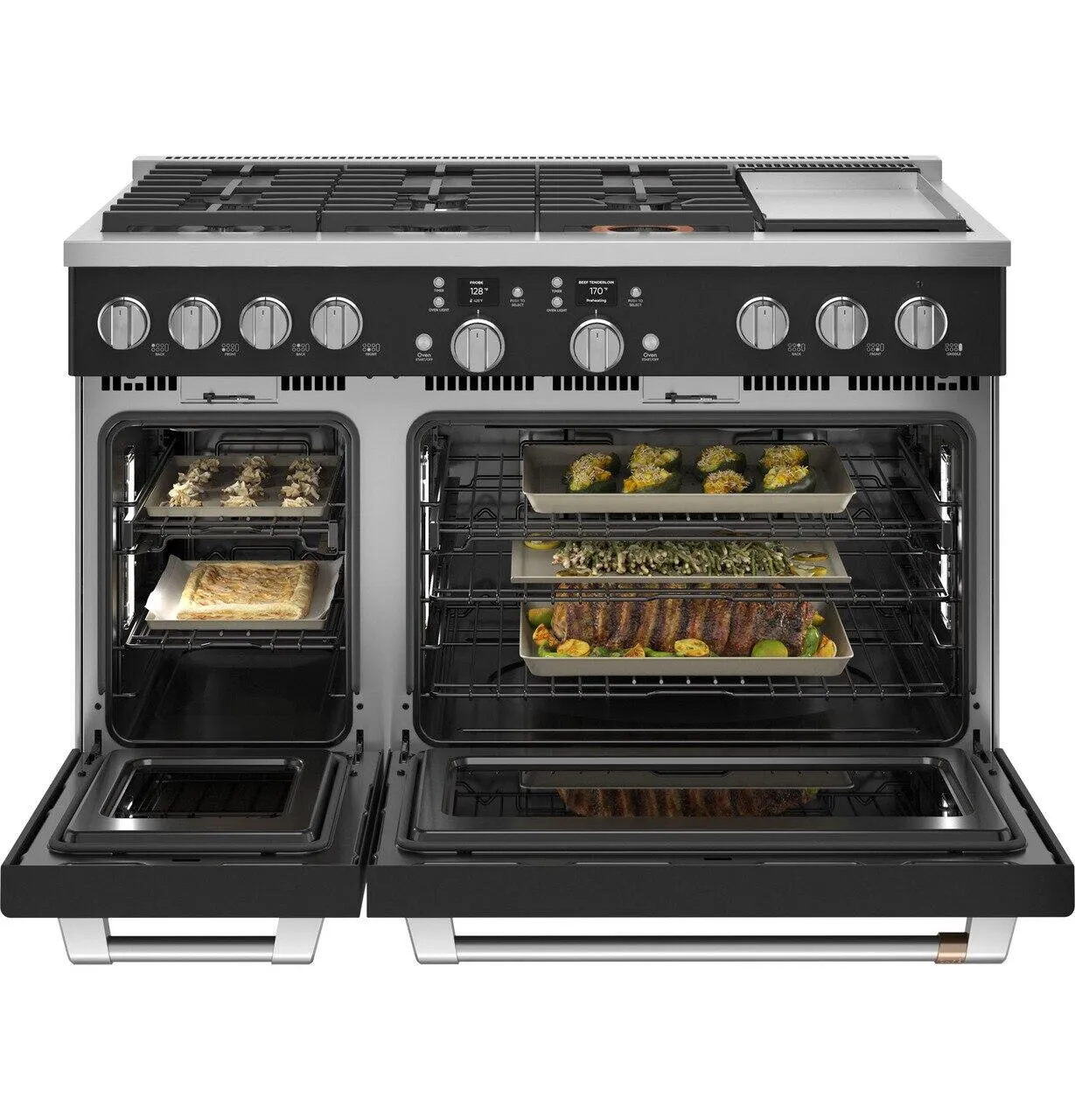 Cafe C2Y486P3TD1 Caf&#8482; 48 Smart Dual-Fuel Commercial-Style Range With 6 Burners And Griddle (Natural Gas)