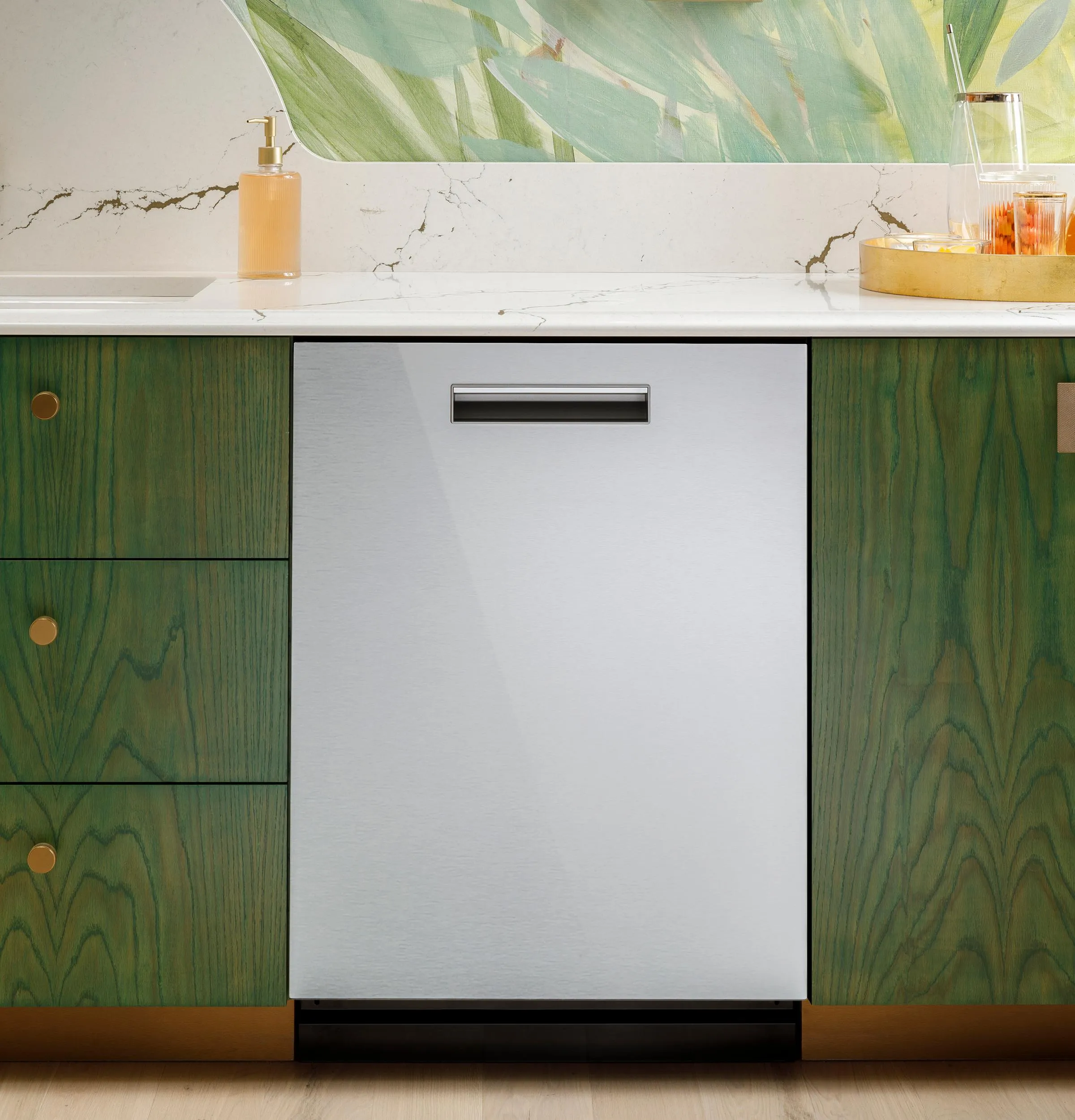 Cafe CDP888M5VS5 Caf&#8482; Customfit Energy Star Stainless Interior Smart Dishwasher With Ultra Wash Top Rack And Dual Convection Ultra Dry. Led Lights. 39 Dba In Platinum Glass