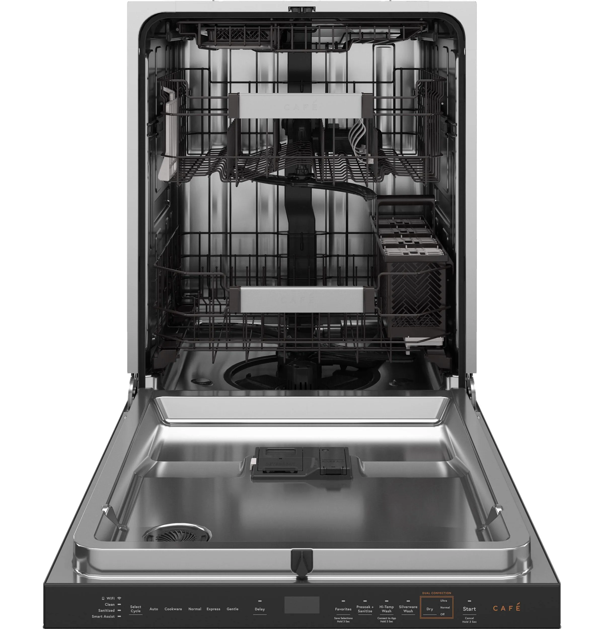 Cafe CDP888M5VS5 Caf&#8482; Customfit Energy Star Stainless Interior Smart Dishwasher With Ultra Wash Top Rack And Dual Convection Ultra Dry. Led Lights. 39 Dba In Platinum Glass