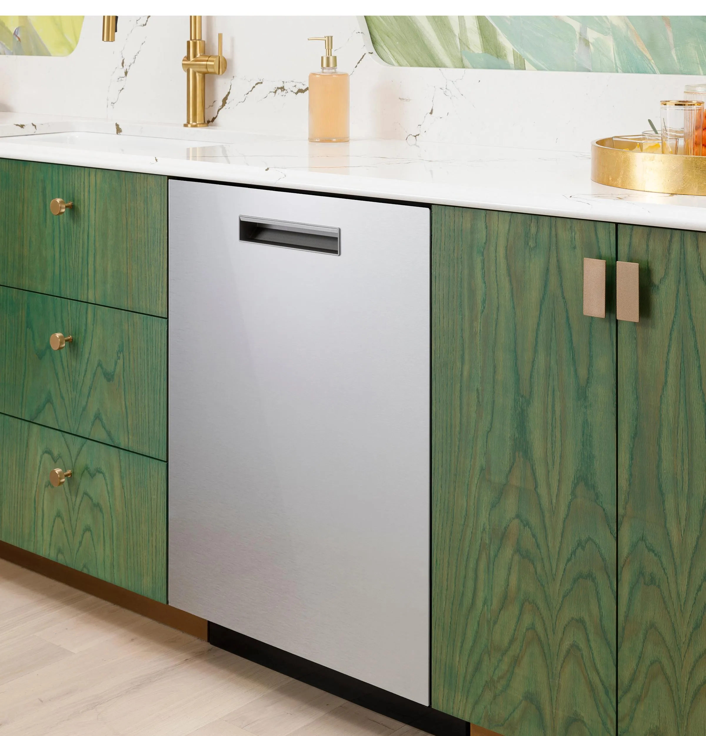 Cafe CDP888M5VS5 Caf&#8482; Customfit Energy Star Stainless Interior Smart Dishwasher With Ultra Wash Top Rack And Dual Convection Ultra Dry. Led Lights. 39 Dba In Platinum Glass