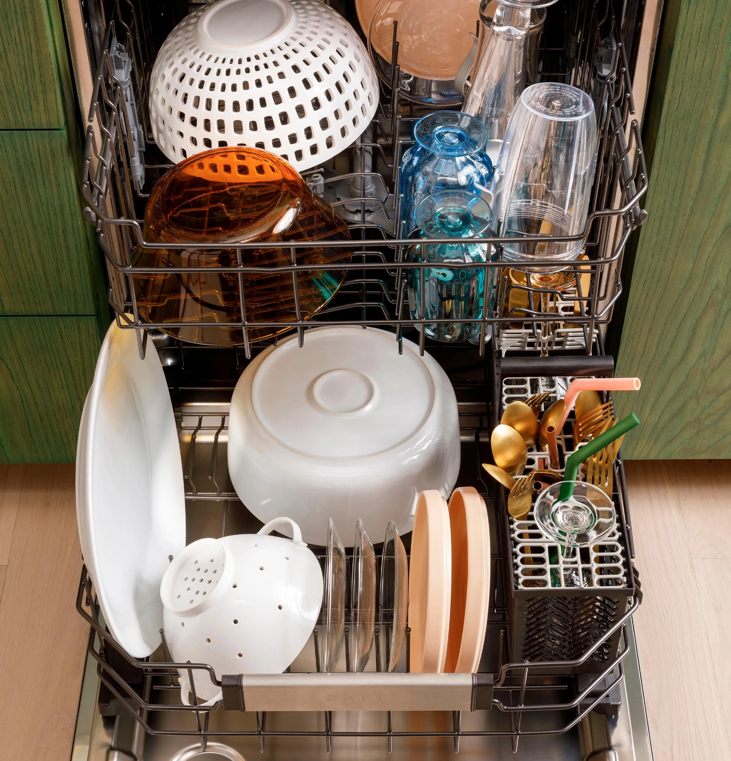 Cafe CDP888M5VS5 Caf&#8482; Customfit Energy Star Stainless Interior Smart Dishwasher With Ultra Wash Top Rack And Dual Convection Ultra Dry. Led Lights. 39 Dba In Platinum Glass