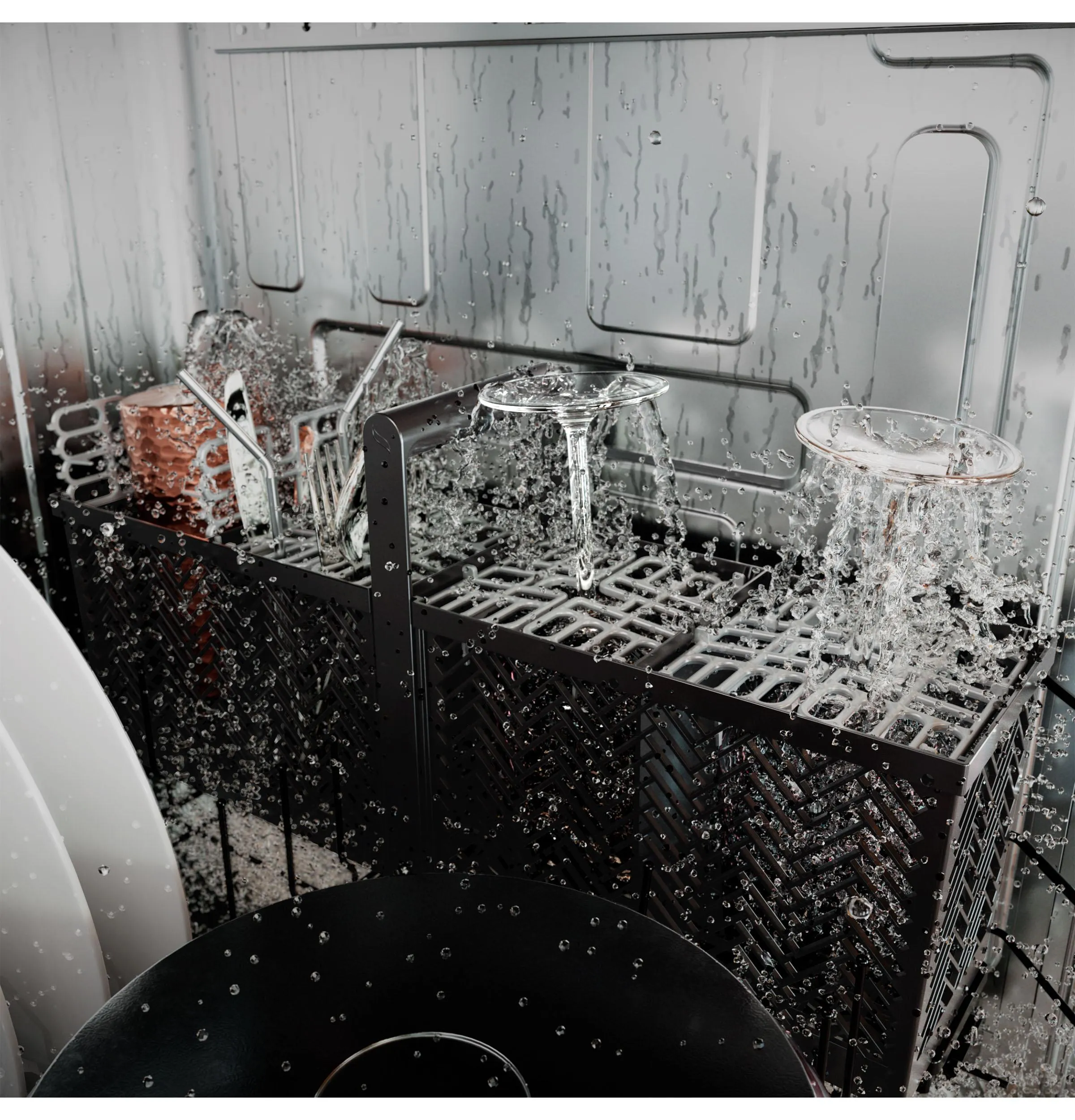 Cafe CDP888M5VS5 Caf&#8482; Customfit Energy Star Stainless Interior Smart Dishwasher With Ultra Wash Top Rack And Dual Convection Ultra Dry. Led Lights. 39 Dba In Platinum Glass