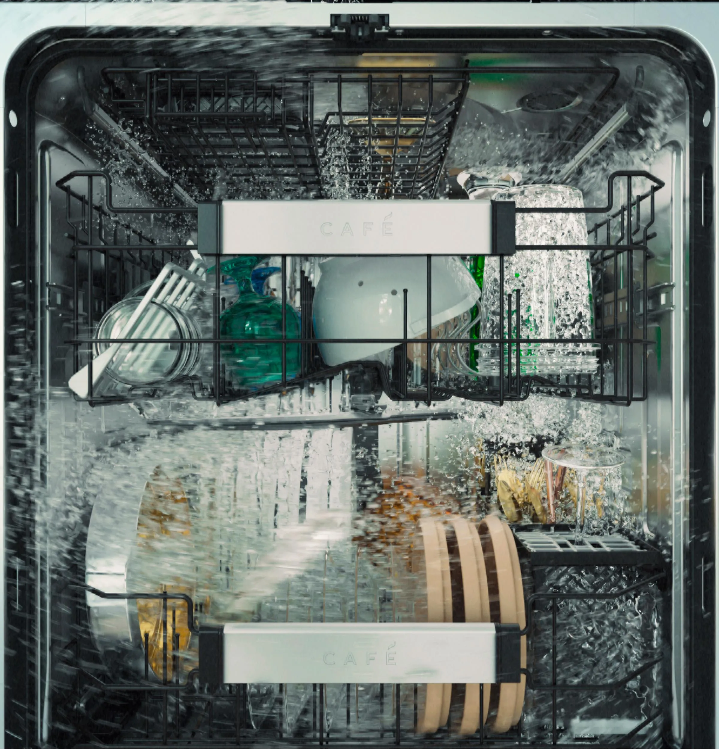 Cafe CDT858P2VS1 Caf&#8482; Customfit Energy Star Stainless Interior Smart Dishwasher With Ultra Wash Top Rack And Dual Convection Ultra Dry. 44 Dba