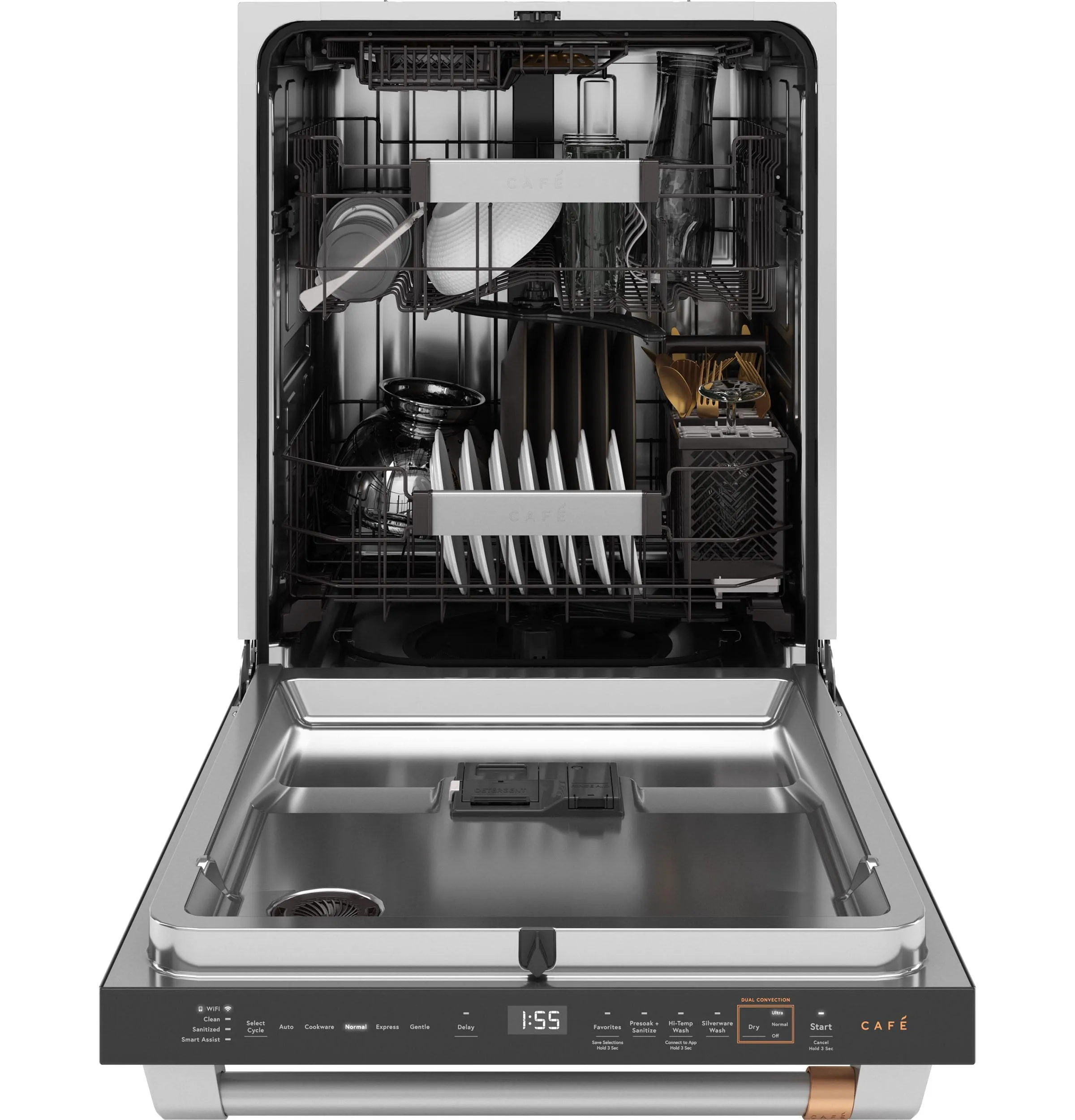 Cafe CDT858P3VD1 Caf&#8482; Customfit Energy Star Stainless Interior Smart Dishwasher With Ultra Wash Top Rack And Dual Convection Ultra Dry. 44 Dba