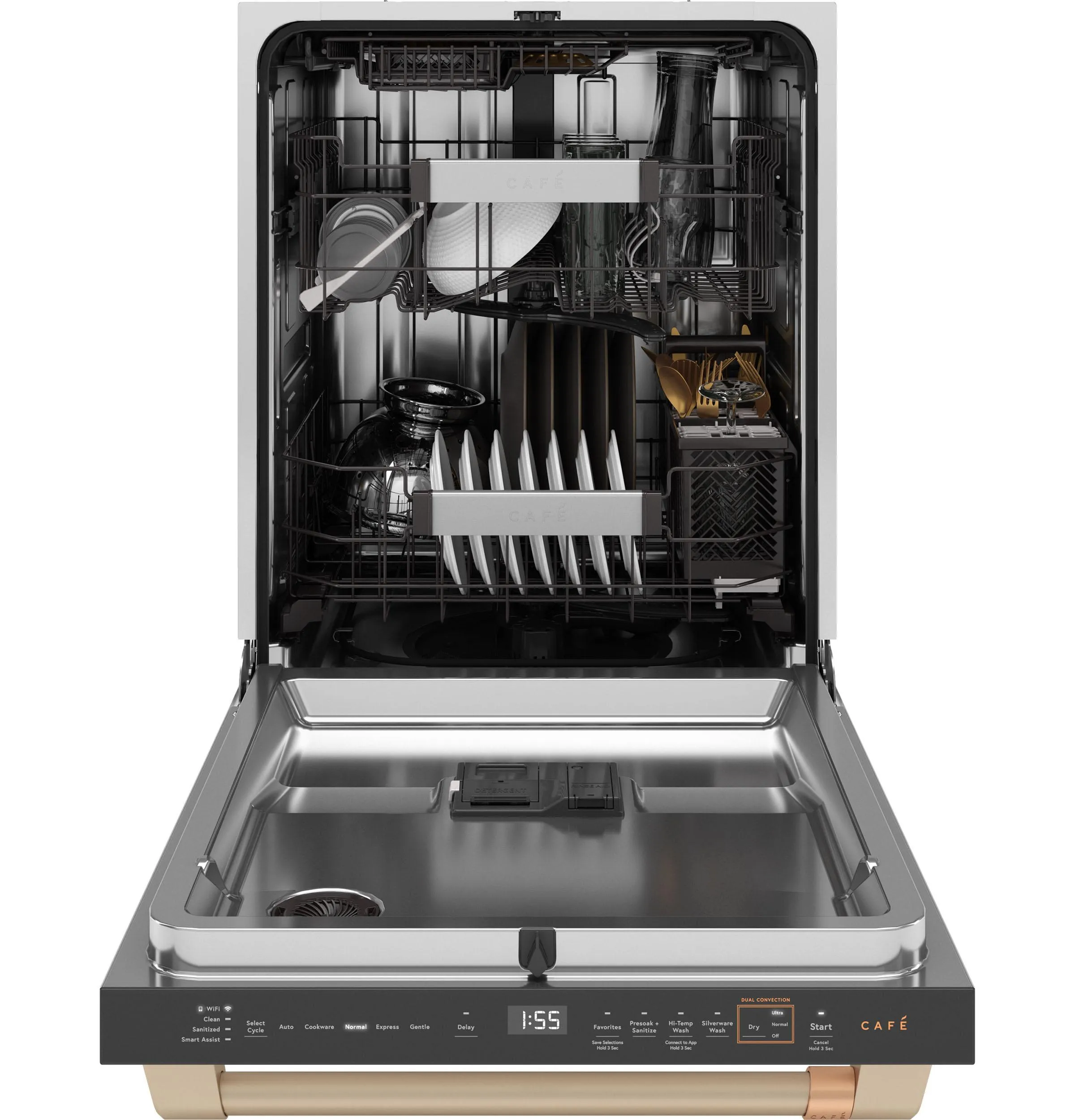Cafe CDT858P4VW2 Caf&#8482; Customfit Energy Star Stainless Interior Smart Dishwasher With Ultra Wash Top Rack And Dual Convection Ultra Dry. 44 Dba
