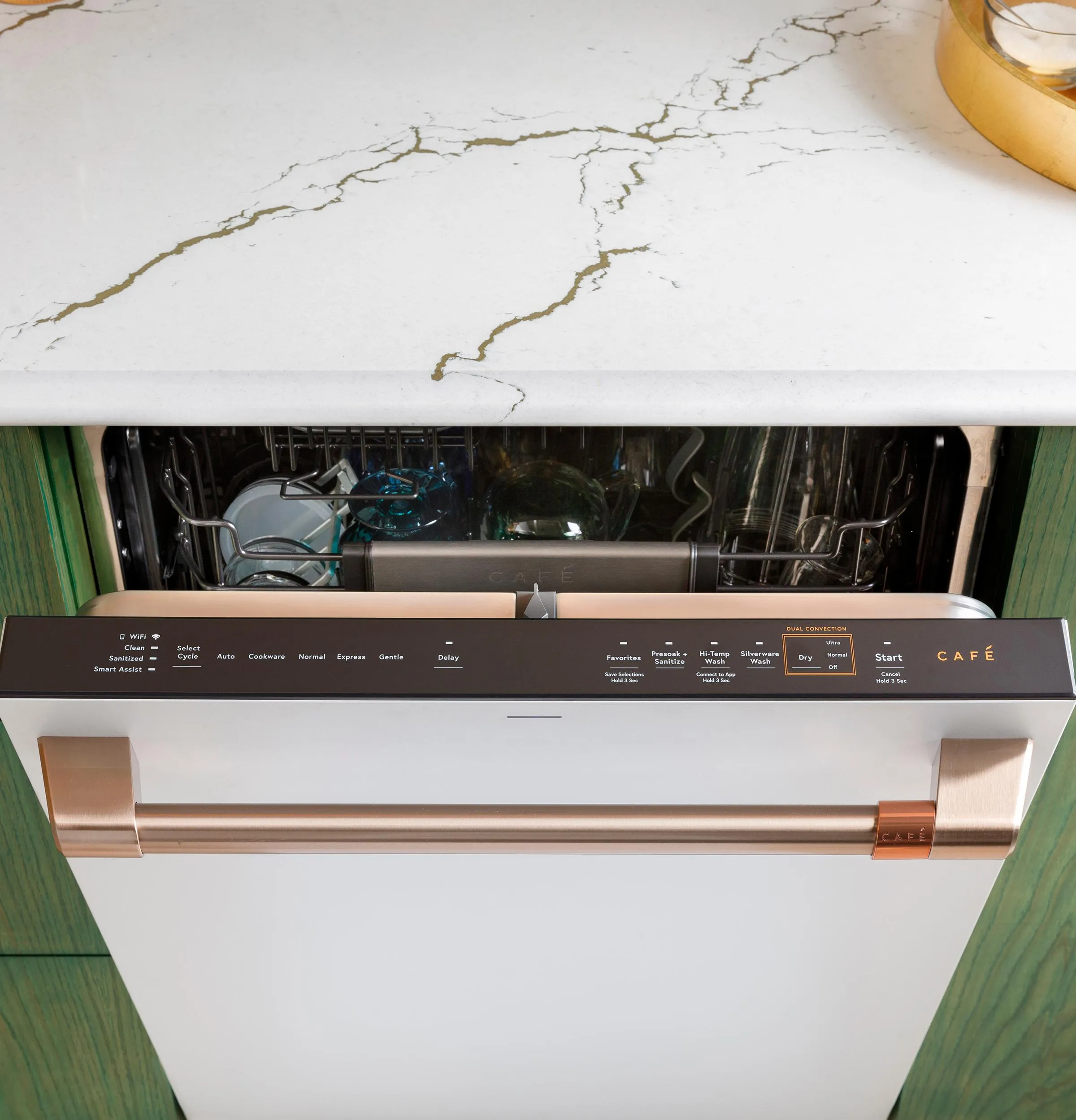 Cafe CDT858P4VW2 Caf&#8482; Customfit Energy Star Stainless Interior Smart Dishwasher With Ultra Wash Top Rack And Dual Convection Ultra Dry. 44 Dba
