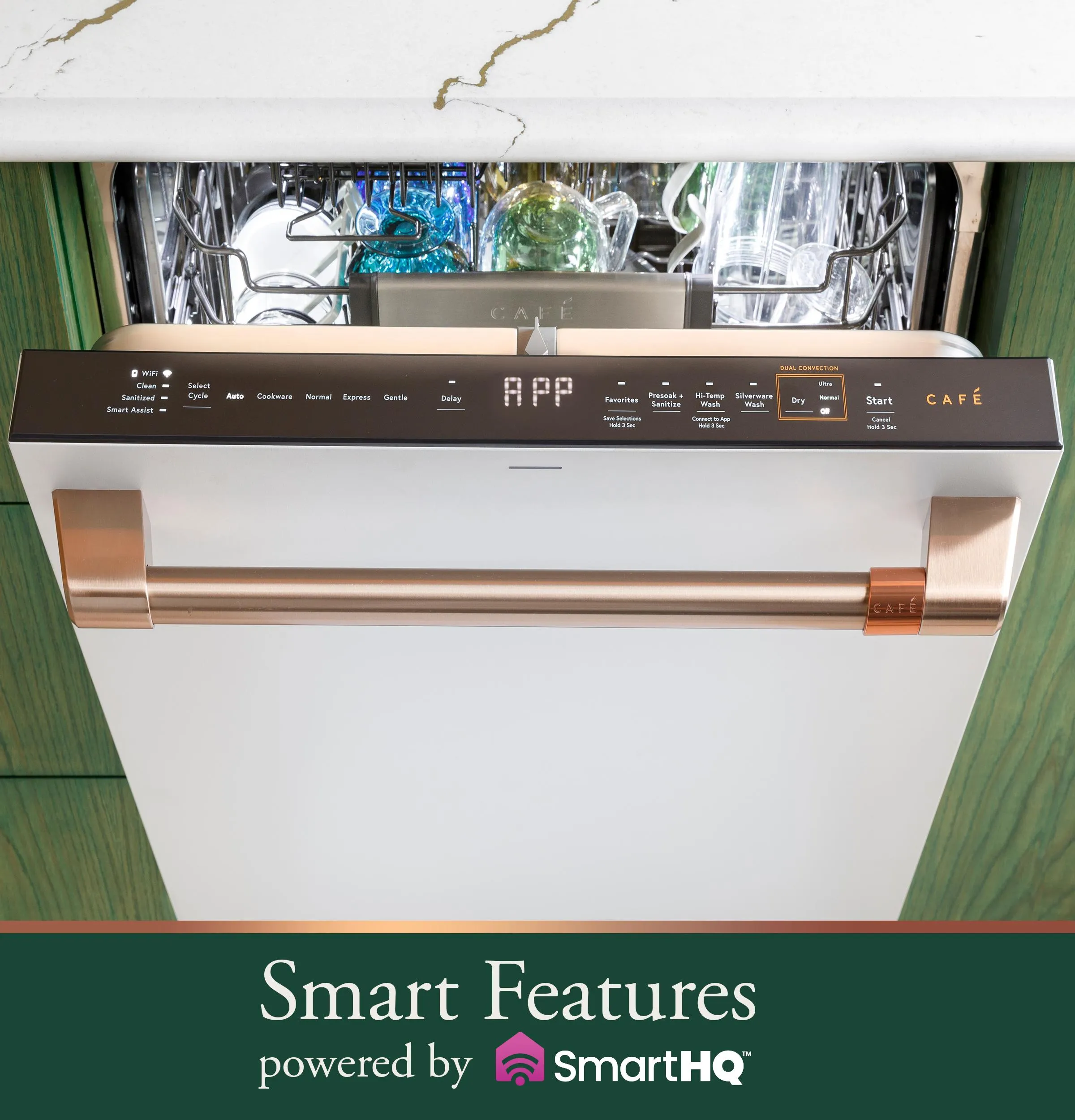Cafe CDT888P2VS1 Caf&#8482; Customfit Energy Star Stainless Interior Smart Dishwasher With Ultra Wash Top Rack And Dual Convection Ultra Dry. Led Lights. 39 Dba