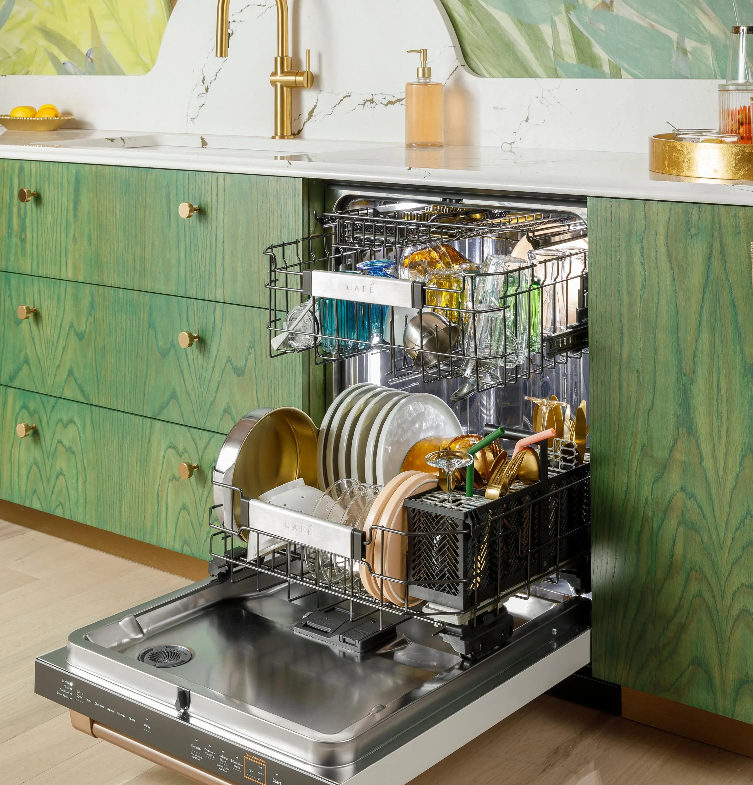 Cafe CDT888P2VS1 Caf&#8482; Customfit Energy Star Stainless Interior Smart Dishwasher With Ultra Wash Top Rack And Dual Convection Ultra Dry. Led Lights. 39 Dba