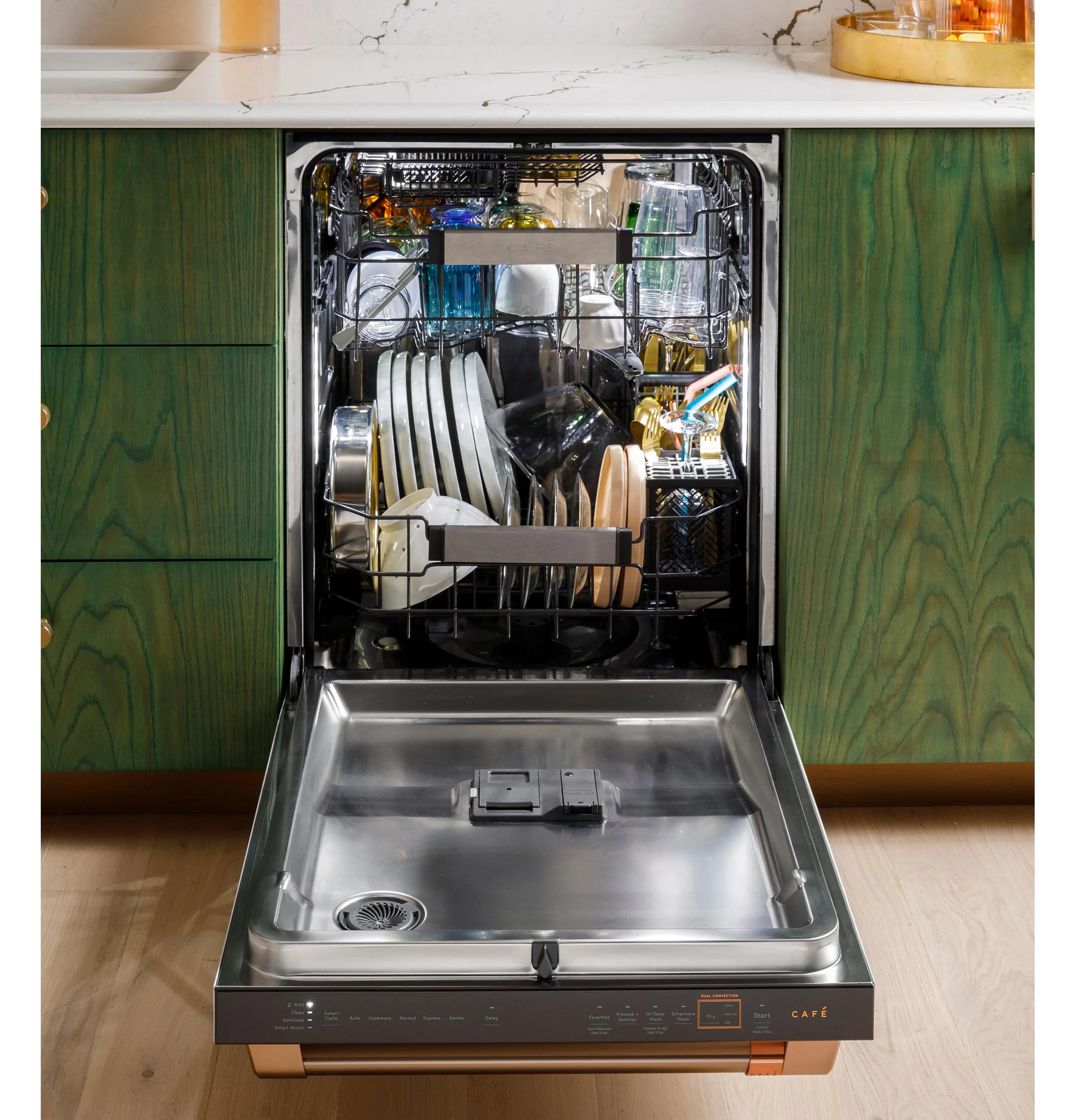 Cafe CDT888P2VS1 Caf&#8482; Customfit Energy Star Stainless Interior Smart Dishwasher With Ultra Wash Top Rack And Dual Convection Ultra Dry. Led Lights. 39 Dba