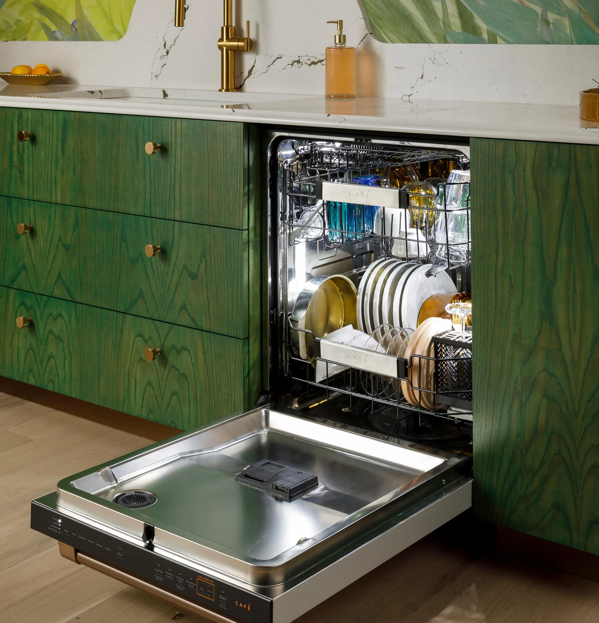 Cafe CDT888P2VS1 Caf&#8482; Customfit Energy Star Stainless Interior Smart Dishwasher With Ultra Wash Top Rack And Dual Convection Ultra Dry. Led Lights. 39 Dba