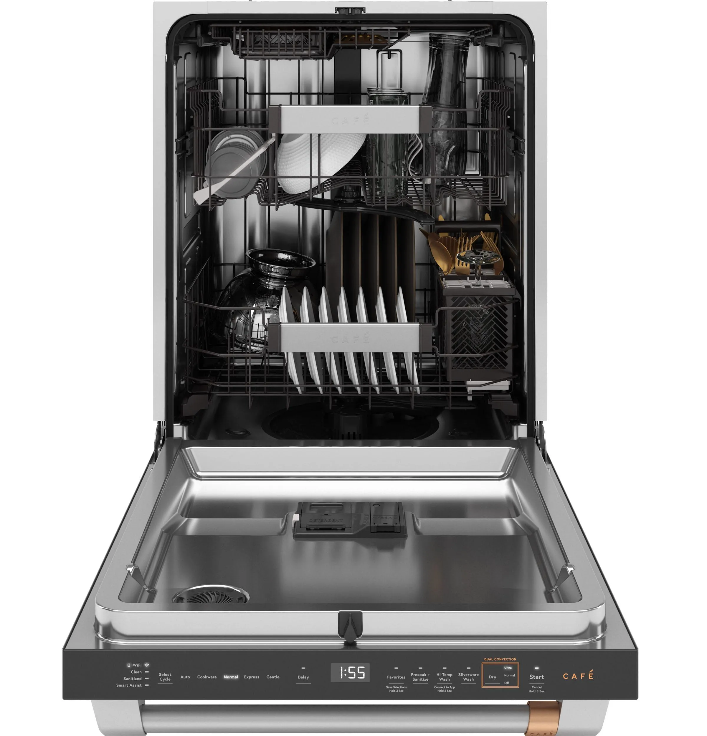 Cafe CDT888P2VS1 Caf&#8482; Customfit Energy Star Stainless Interior Smart Dishwasher With Ultra Wash Top Rack And Dual Convection Ultra Dry. Led Lights. 39 Dba