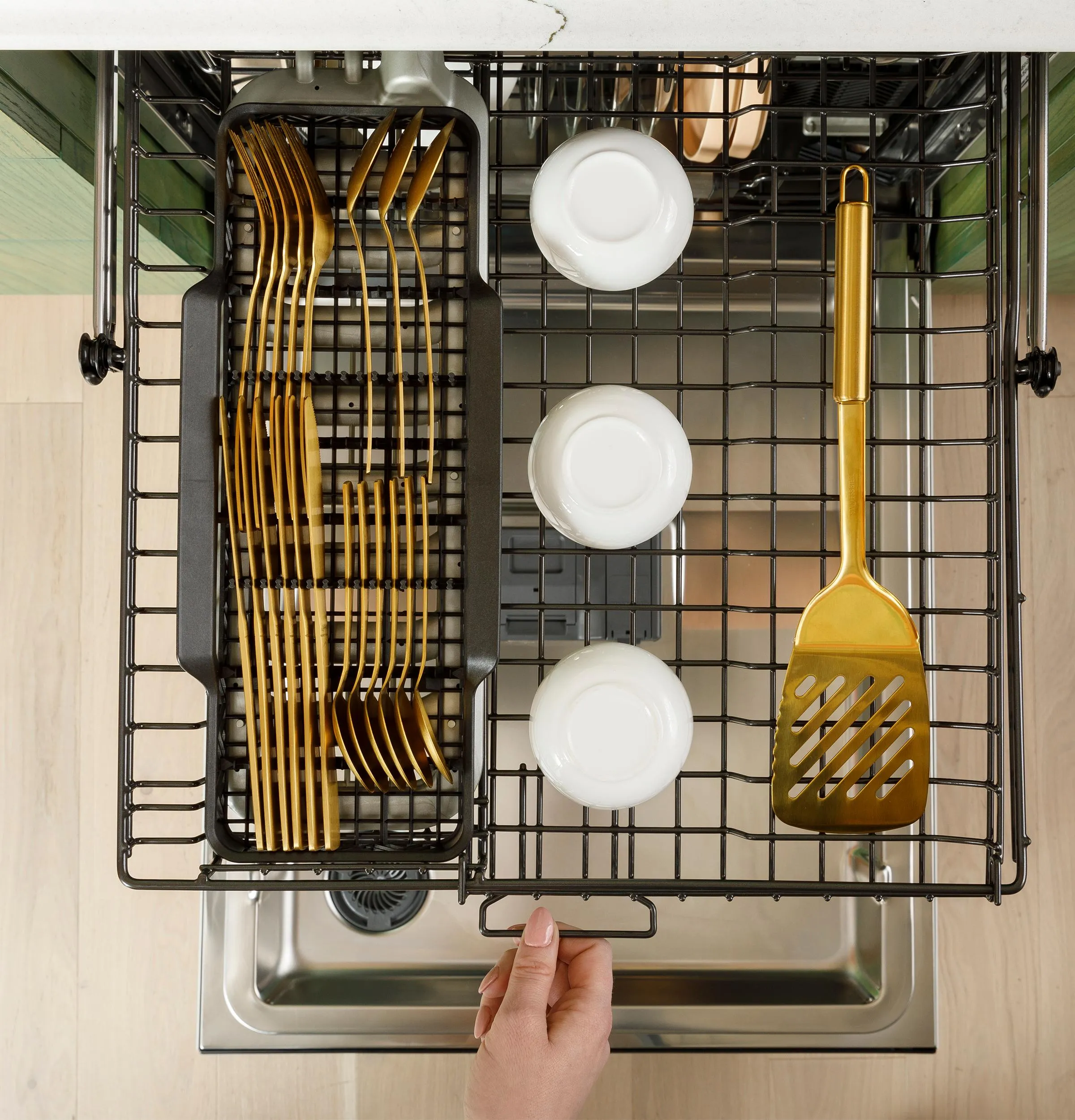 Cafe CDT888P3VD1 Caf&#8482; Customfit Energy Star Stainless Interior Smart Dishwasher With Ultra Wash Top Rack And Dual Convection Ultra Dry. Led Lights. 39 Dba