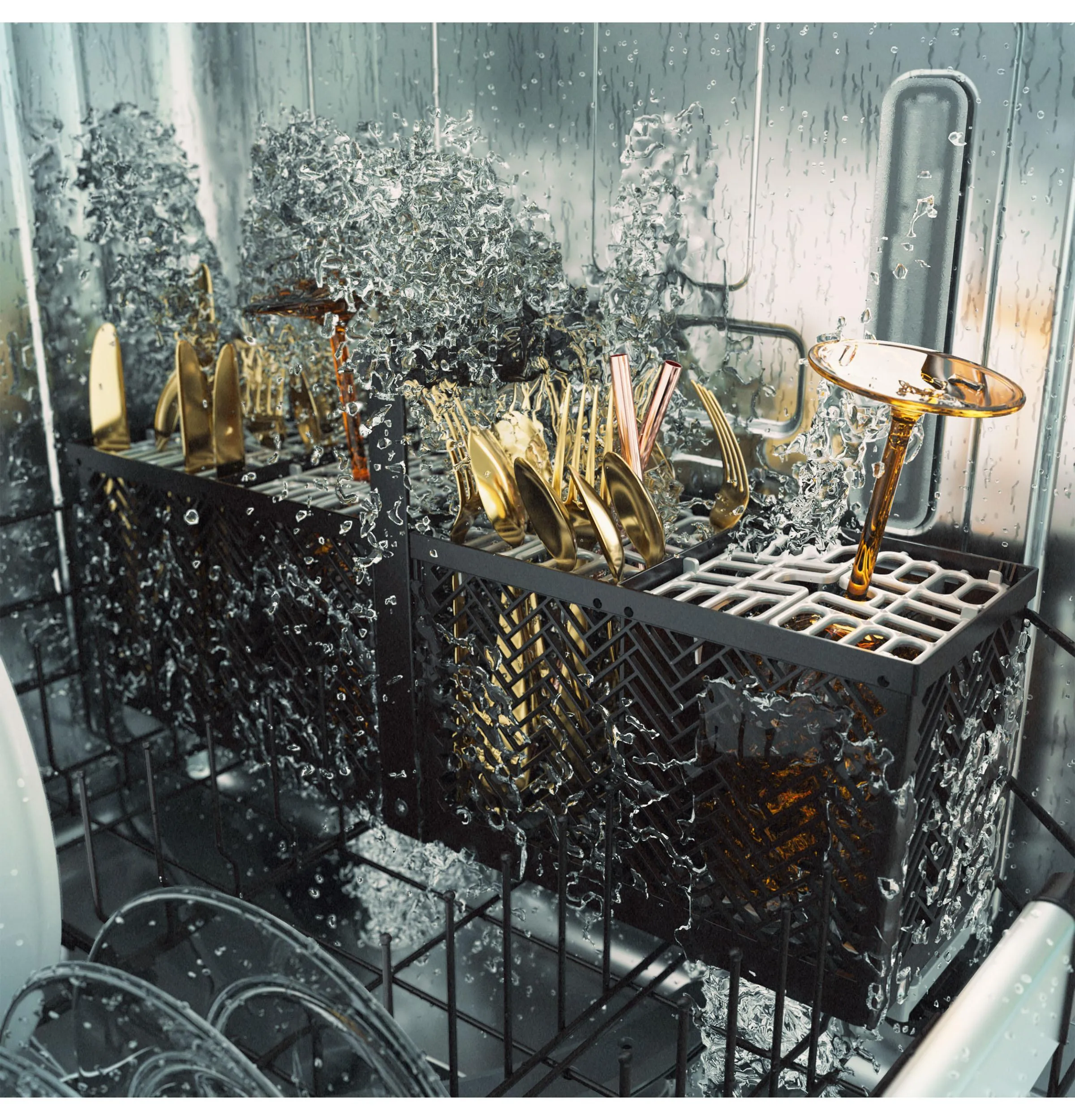 Cafe CDT888P3VD1 Caf&#8482; Customfit Energy Star Stainless Interior Smart Dishwasher With Ultra Wash Top Rack And Dual Convection Ultra Dry. Led Lights. 39 Dba