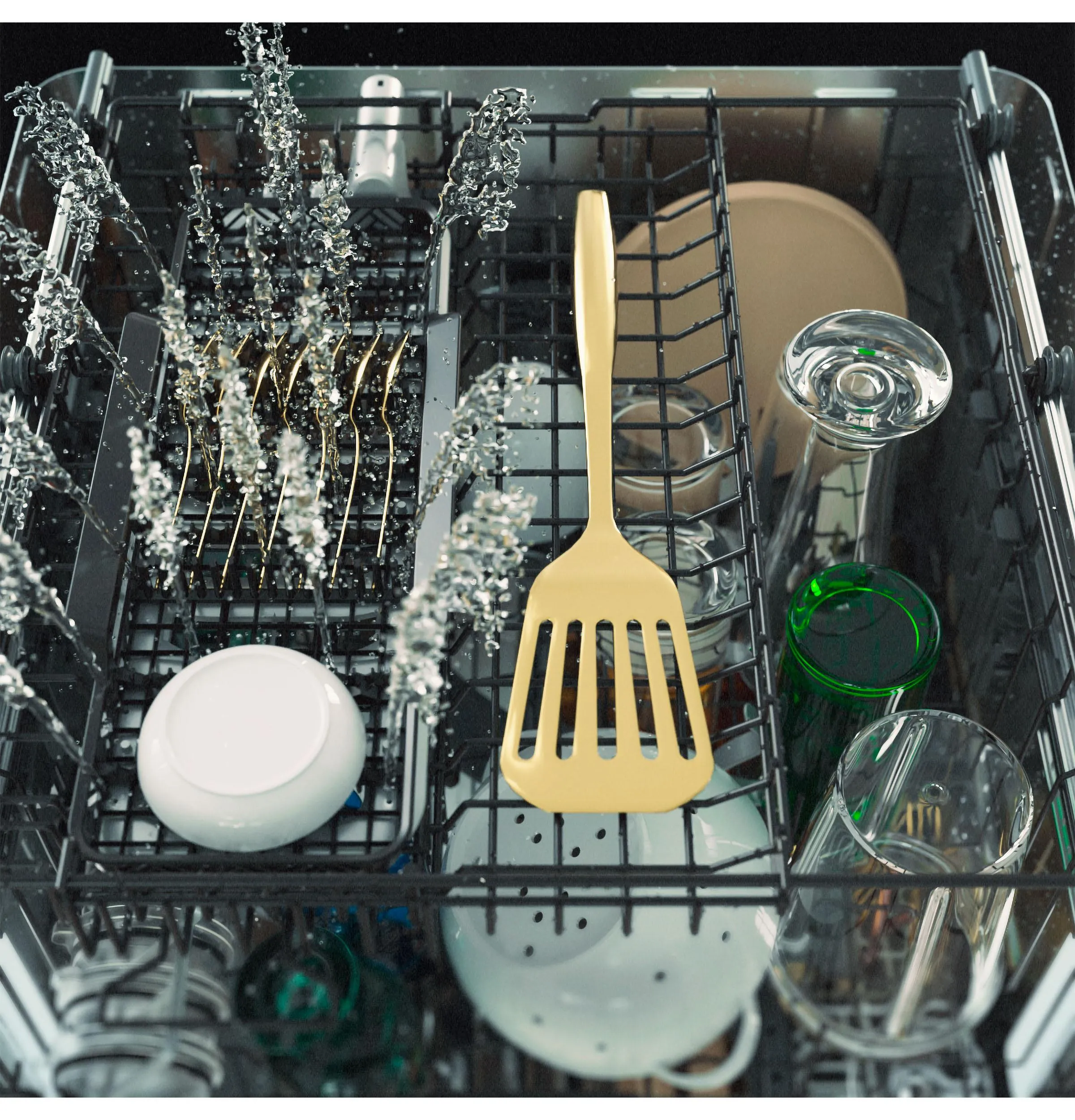 Cafe CDT888P3VD1 Caf&#8482; Customfit Energy Star Stainless Interior Smart Dishwasher With Ultra Wash Top Rack And Dual Convection Ultra Dry. Led Lights. 39 Dba
