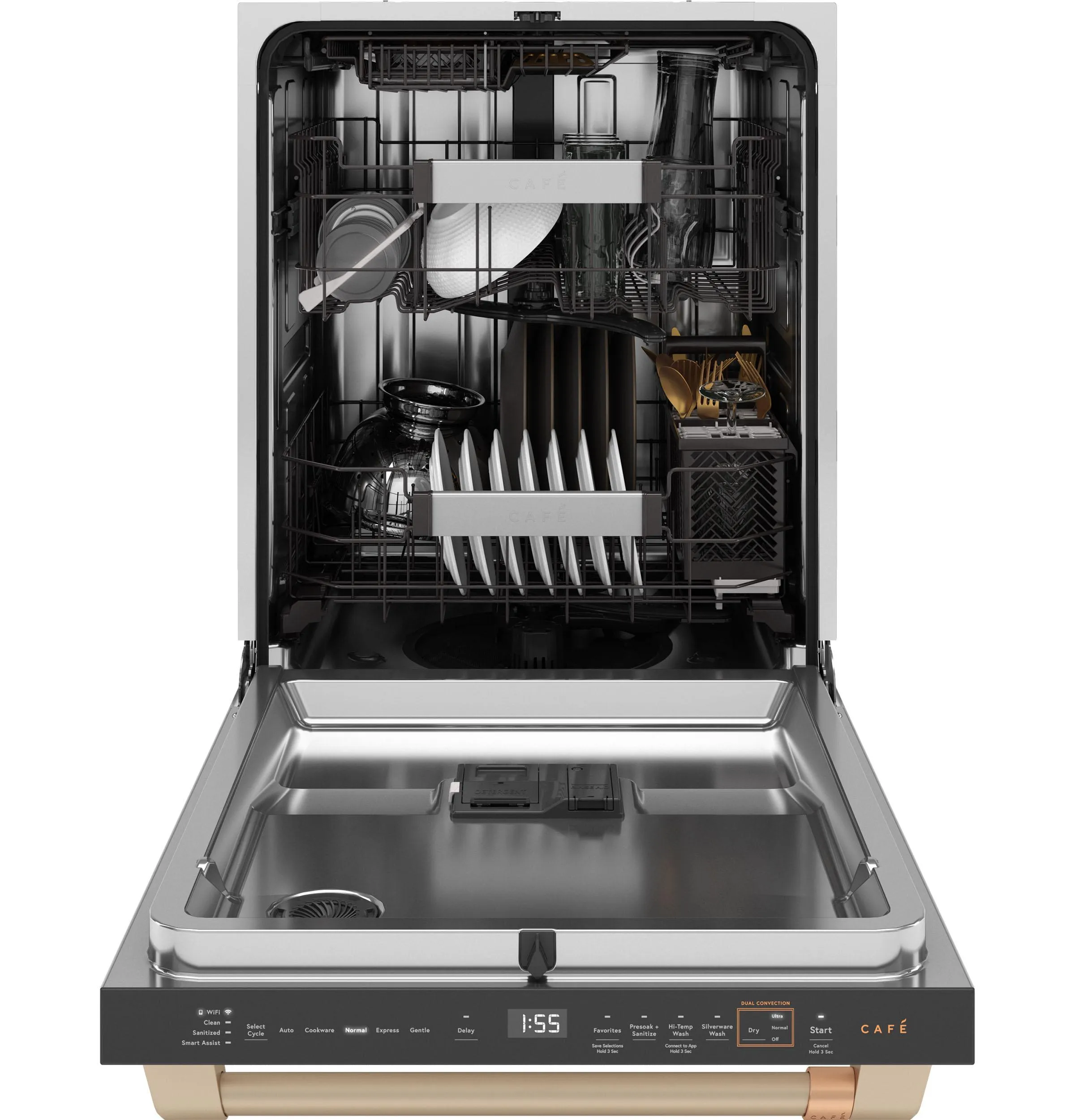 Cafe CDT888P4VW2 Caf&#8482; Customfit Energy Star Stainless Interior Smart Dishwasher With Ultra Wash Top Rack And Dual Convection Ultra Dry. Led Lights. 39 Dba