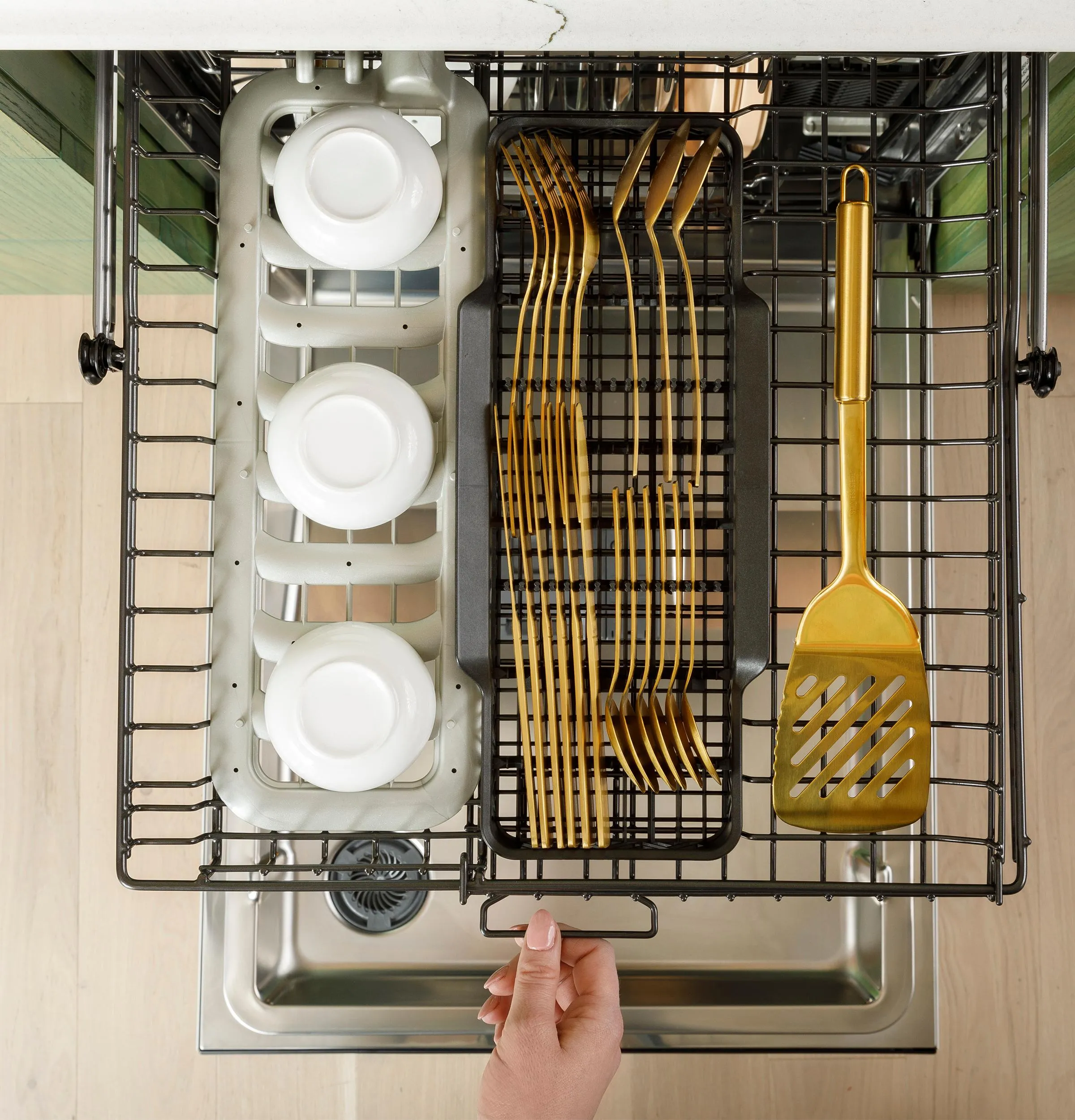 Cafe CDT888P4VW2 Caf&#8482; Customfit Energy Star Stainless Interior Smart Dishwasher With Ultra Wash Top Rack And Dual Convection Ultra Dry. Led Lights. 39 Dba