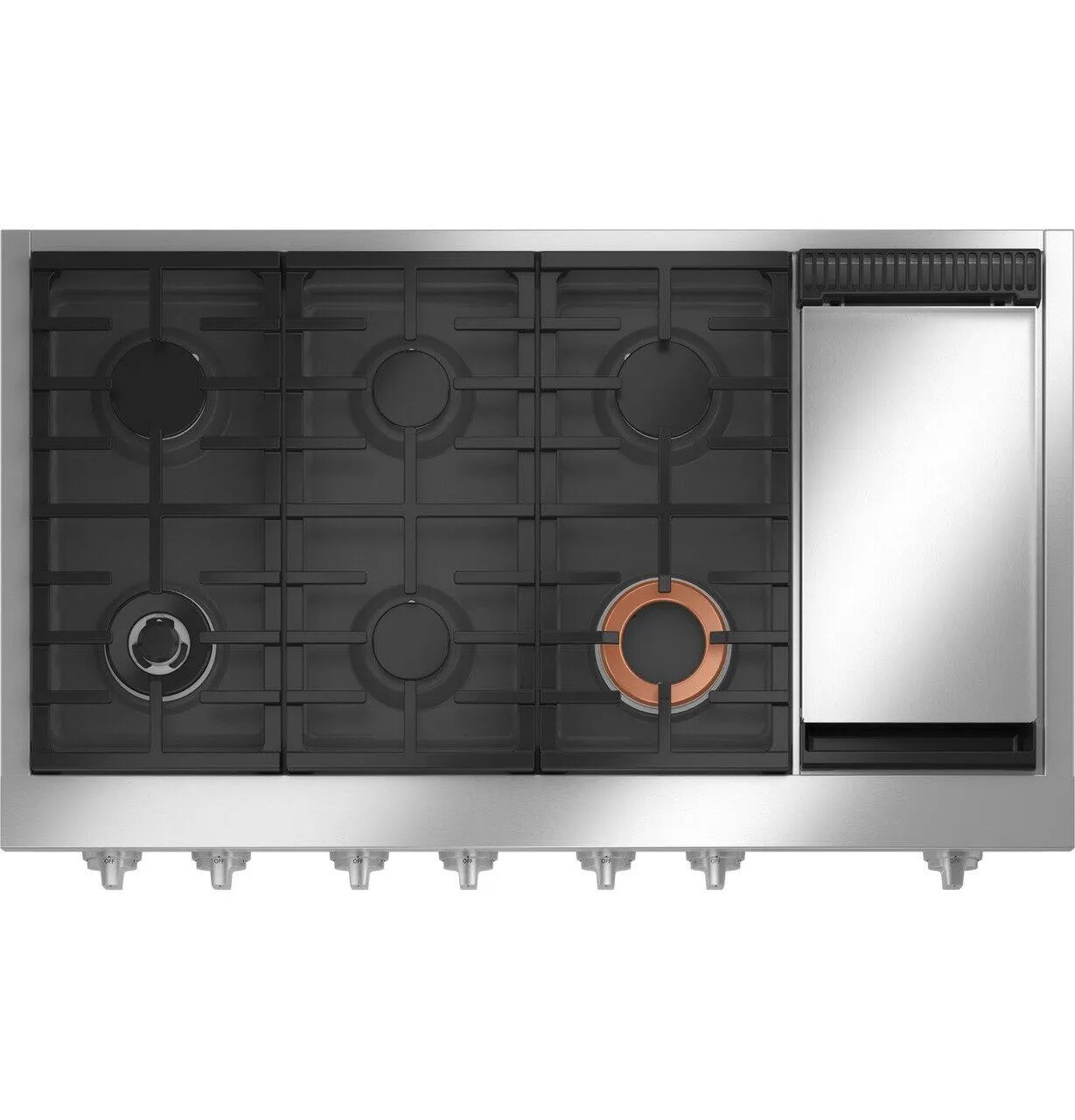 Cafe CGU486P2TS1 Caf&#8482; 48 Commercial-Style Gas Rangetop With 6 Burners And Integrated Griddle (Natural Gas)