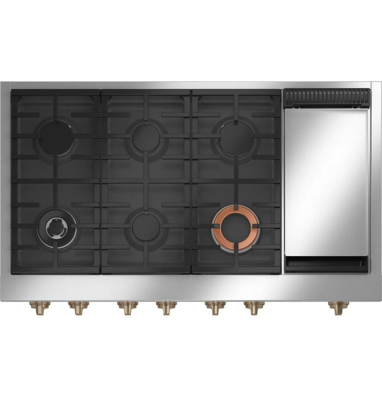 Cafe CGU486P4TW2 Caf&#8482; 48 Commercial-Style Gas Rangetop With 6 Burners And Integrated Griddle (Natural Gas)