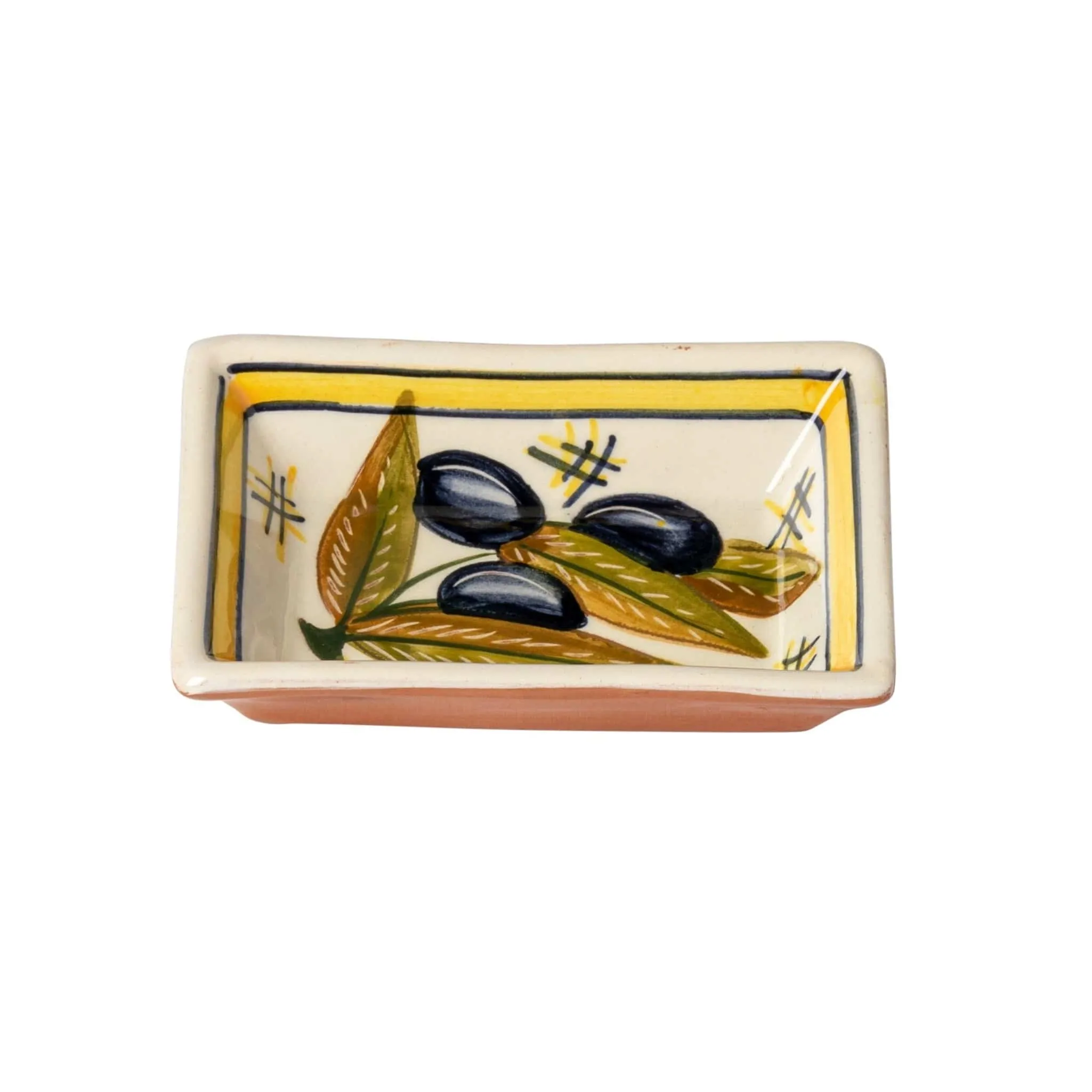 Casafina - Alentejo Terracotta - Handmade Olives Design Rectangular Dipping Bowl
