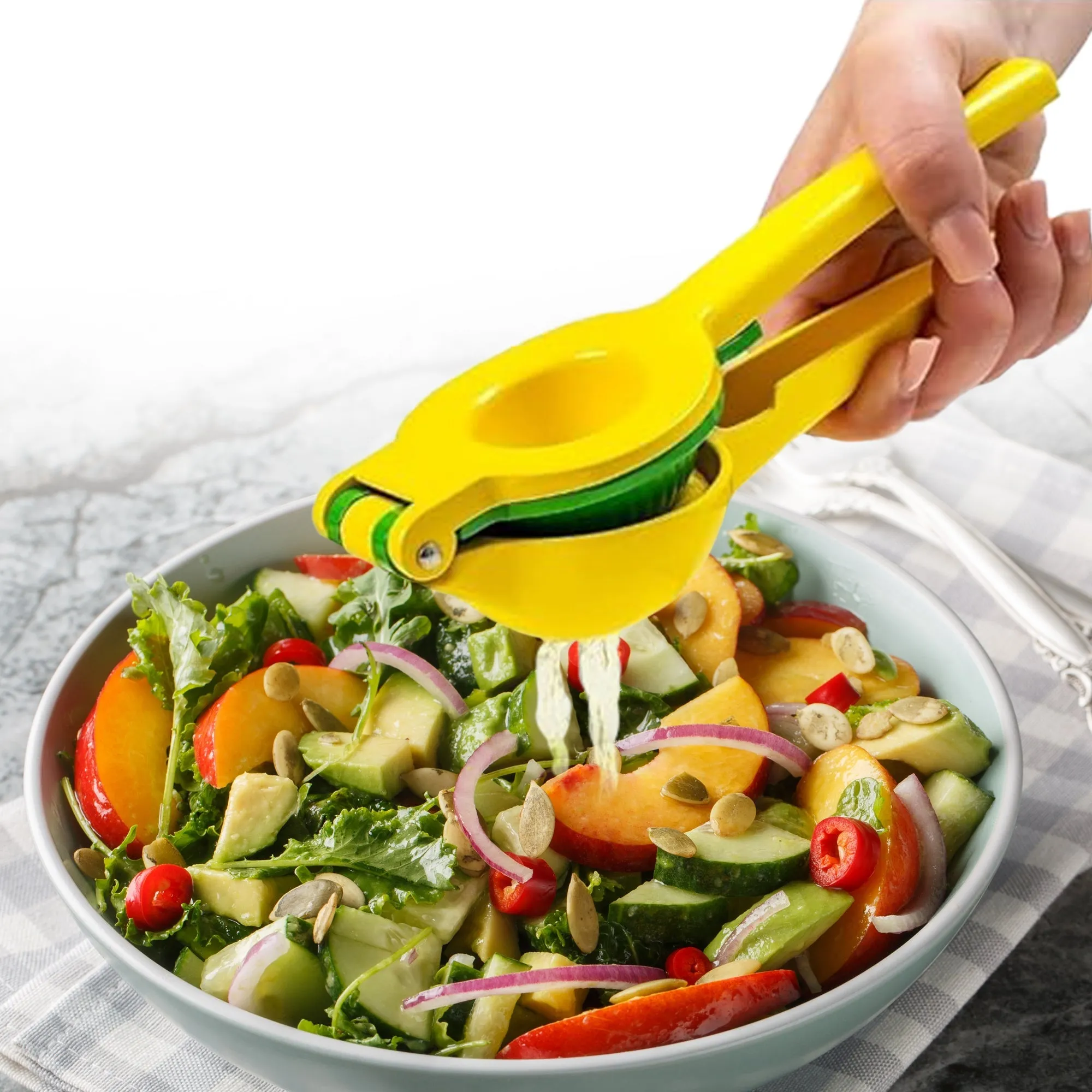 Cheer Collection Heavy-Duty Citrus Squeezer  BPA-Free Citrus Juicer with Dual Seed Strainer for Effortless. Seed-Free Juicing