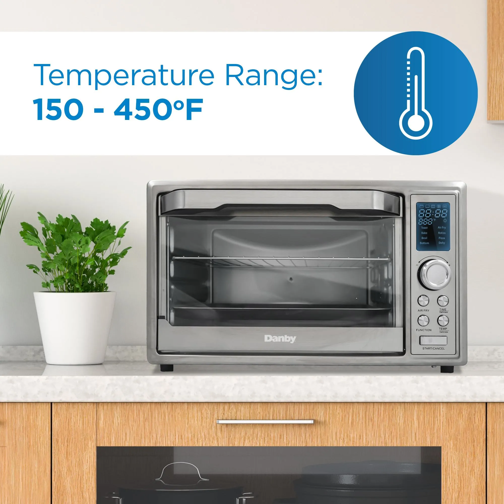Danby DBTO0961ABSS Danby 0.9 Cu. Ft./25L Convection Toaster Oven With Air Fry Technology. Digital Lcd Display