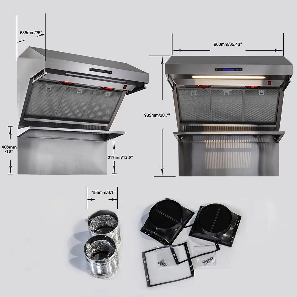 Forno FRHWM502936HB Savona - 36 Wall Mount Range Hood With Hybrid Filters & Back Splash