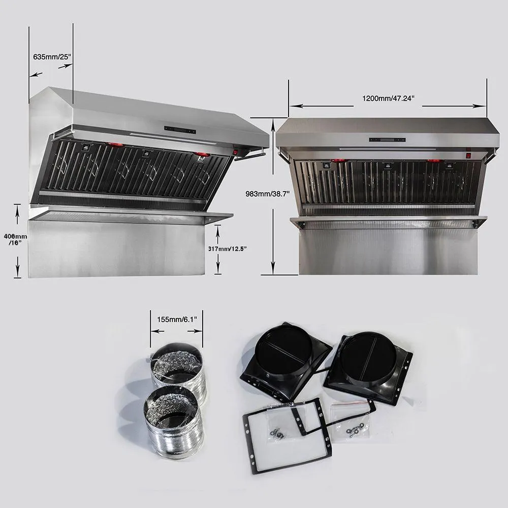 Forno FRHWM502948 Savona - 48 Wall Mount Range Hood Baffle Filter & Back Splash