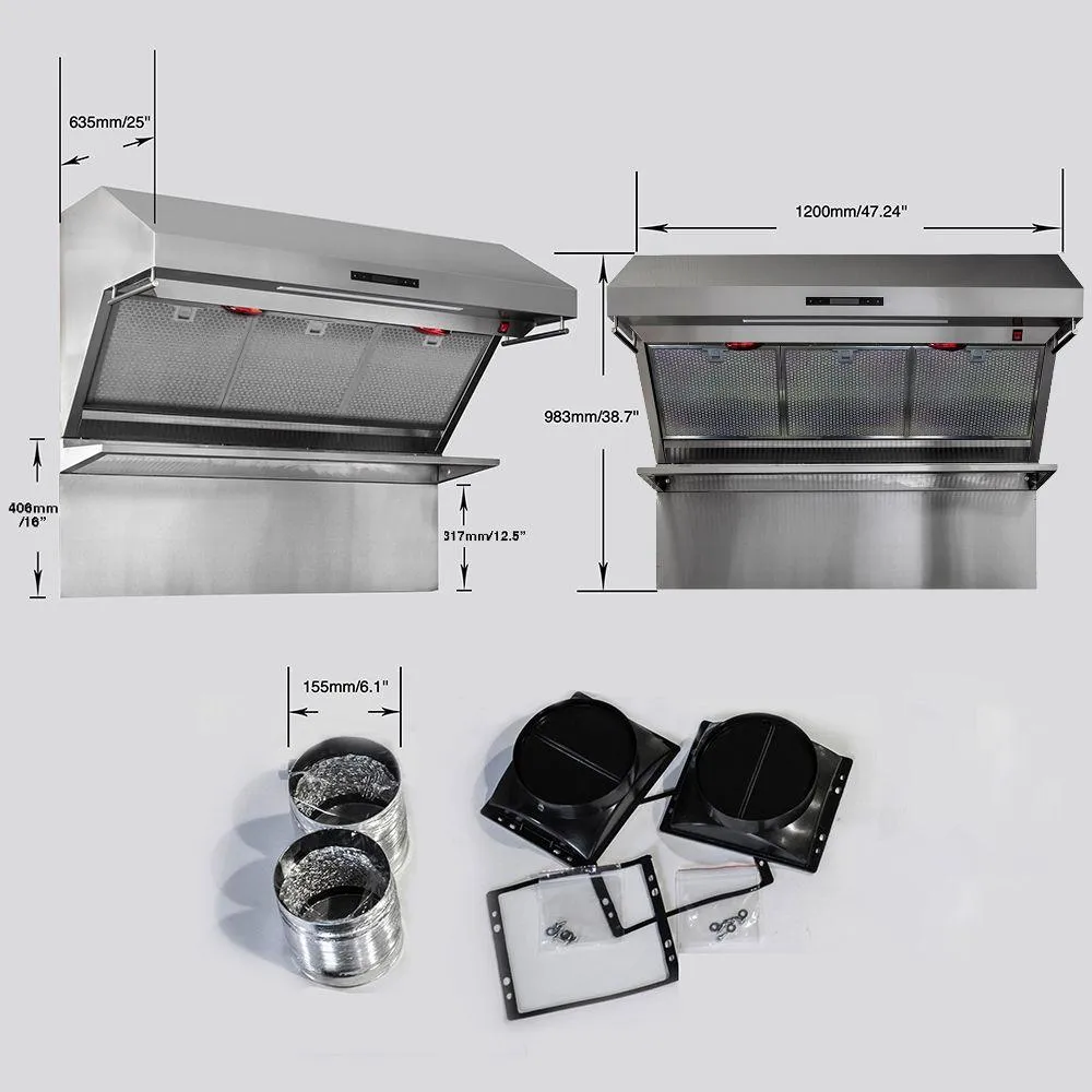 Forno FRHWM502948HB Savona - 48 Wall Mount Range Hood With Hybrid Filters & Back Splash