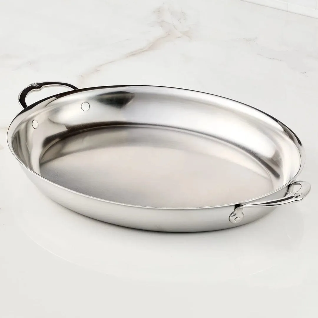 Hestan Provisions Stainless Steel Large Clad Oval Roaster - 17.5 x 14